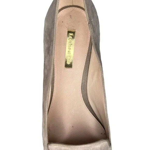 Louise et Cie "Lo Andres" Gray Suede Loafers w/Rabbit Fur Pom-Pom 8.5M - Picture 6 of 9